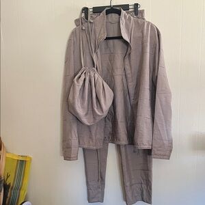 Mycra Pac Light Brown Jacket and Pants Set with Bag